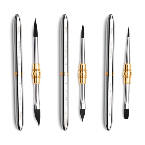 Fuumuui 3pcs Dual-Tip Travel Watercolor Brushes with 6 Versatile Tip Styles, Premium Synthetic Squirrel Hair Travel Paint Brush Set for Plein Air Painting - Watercolor Acrylic Gouache Ink