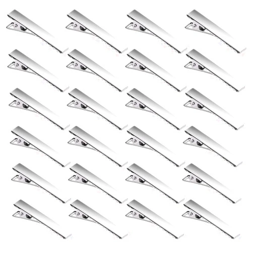 Elcoho 150 Pieces Metal Hair Clips Single Prong Alligator Clips Curl Clips Silver Hairbow Accessory