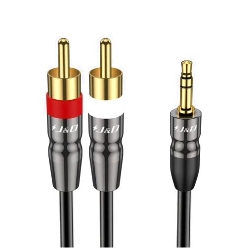 J&D 3.5 mm to Dual RCA Male Stereo Audio Cable, Heavy Duty RCA Cable Gold Plated Copper Shell 3.5mm Male to 2 RCA Male Cable for Smartphone/MP3 Player/Tablet, 20 Feet