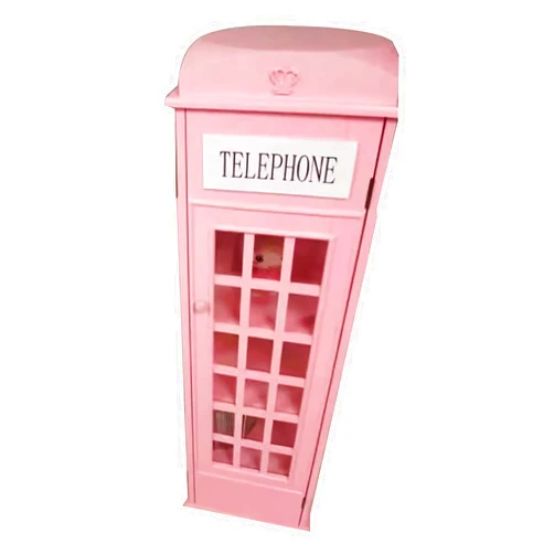Lebolna Telephone Booth Bookshelf 5-Tier Wood Bookcase,Cute Floor Standing Bookcase With Acrylic Door,London Telephone Booth Storage Cabinet Cube Organizer Display Cabinet(14