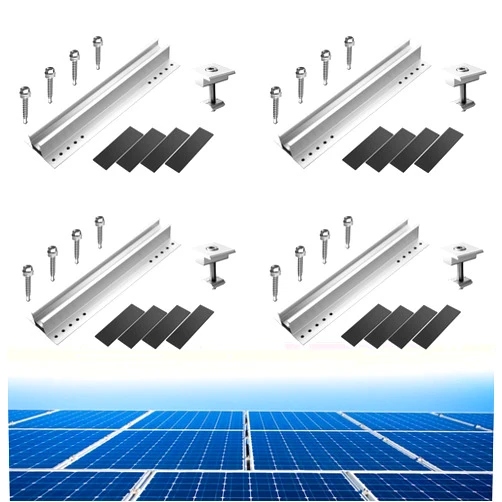 Anbte 4Pcs Solar Panel Mounting Kit, Aluminum Solar Panel Mounting Brackets Include 300mm Mounting Rail Mid Clamp 30mm, Solar Panel Mounting Accessories for Tin Roof Metal Roof, Flat Roof, Sheet Roof