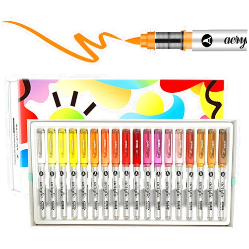 JinMaGDST 36 Colors Acrylic Paint Markers Set, Water Based Acrylic Paint Pens With Visual Ink Window,Soft Brush Tip Acrylic Markers for canvas, Egg, rock painting,Wood, Stone, Glass, Fabric and DIY Crafts Art