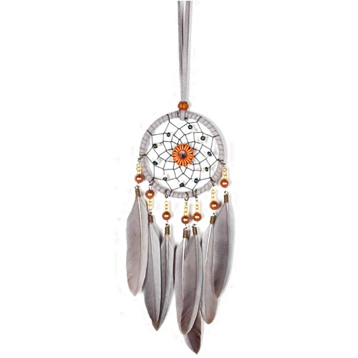 SPANICE Feather Dream Catcher Car Interior Rearview Pendant, Feather Dream Catchers Wall Hanging Decorations(Style 1 - Grey)