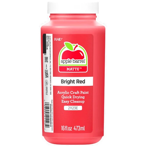 Apple Barrel Acrylic Paint in Assorted Colors (16 Ounce), 21123 Bright Red
