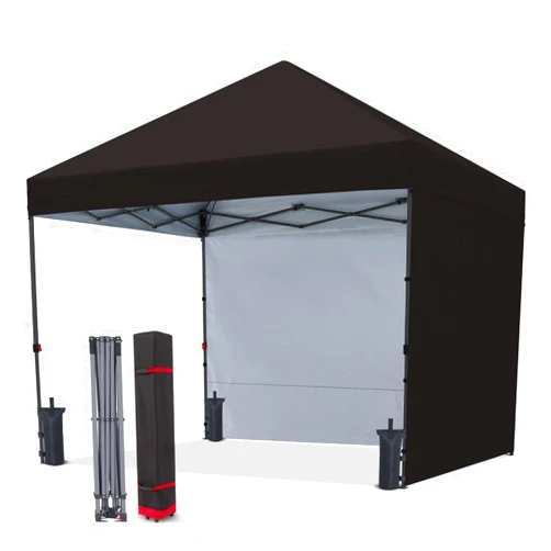 COOSHADE Pop Up Canopy Tent 10x10 with 2 Sidewalls, Outdoor Shade Instant Canopy Tents(Black)