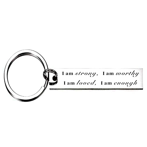 TGCNQ Quotes I Am Strong I Am Worthy I Am Loved I Am Enough Keychain Inspirational Faith Gift