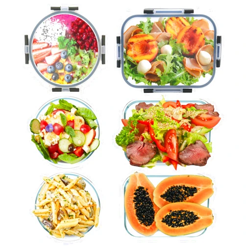 GULFLIN 6 Pack Glass Food Storage Containers, BPA Free Meal Prep Containers with Leak Proof Lids, Freezer to Microwave Safe