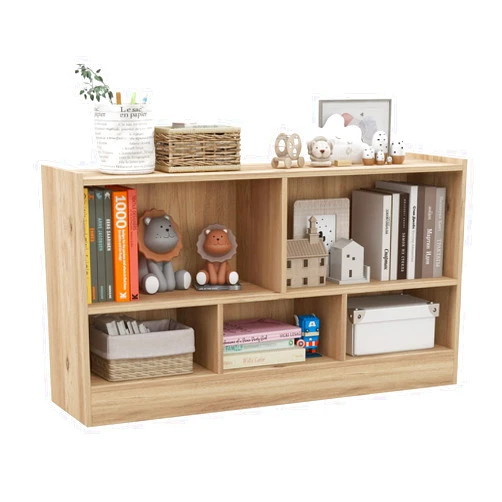 MEDIMALL 5 Cube Kids Toy Storage Organizer, 2-Tier Wooden Storage Cabinet Rack for Books Toys, Open Bookshelf Display Cabinet for Kids Room Playroom School Classroom (Natural)