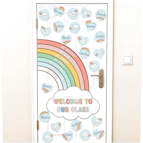 VABAMNA Boho Rainbow Bulletin Board Decorations Set, Boho Classroom Door Decor, Colorful Positive Affirmation Cutouts for Teacher Welcome Back to School Classroom Wall Door Decor