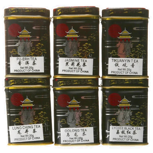 Chinese Tea China Tea Loose Leaf Sampler Gift Pack - 6 Tins (Random Selection)