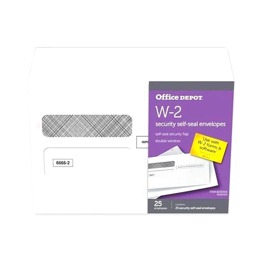 Office Depot Brand Double-Window Self-Seal Envelopes for 25 Employees W-2 Tax Forms, 9 1/4
