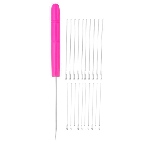 PATIKIL Doll Hair Rooting Kit, 0.6mm/0.8mm Doll Hair Rerooting Knitting Needles with Plastic Awls Doll Wig Tool for Doll Hair Making Supplies DIY Crafts Replacement Accessories, Rose Red