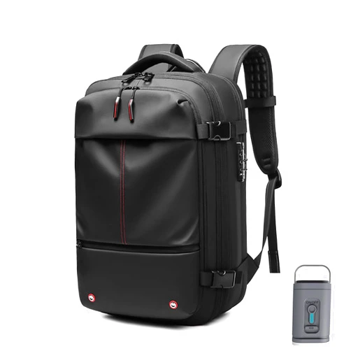 Yaroja Airbag Backpack, Vacpack Backpack, Carry On Travel Backpack With Vacuum Water Resistant (Black + Electric Vacuum)