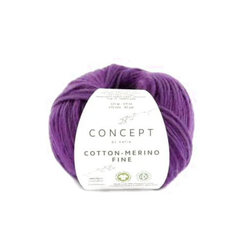 Katia Concept 25 g cotton - merino fine - colour: 96 - aubergine - a voluminous yarn made from organic cotton and best merino wool, combined in a delicate chain structure.