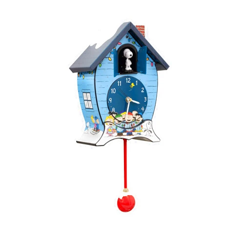 Mark Feldstein & Associates Peanuts Gang Snoopy Linus Lucy ICY Blue 17 x 9 Holiday Cuckoo Clock