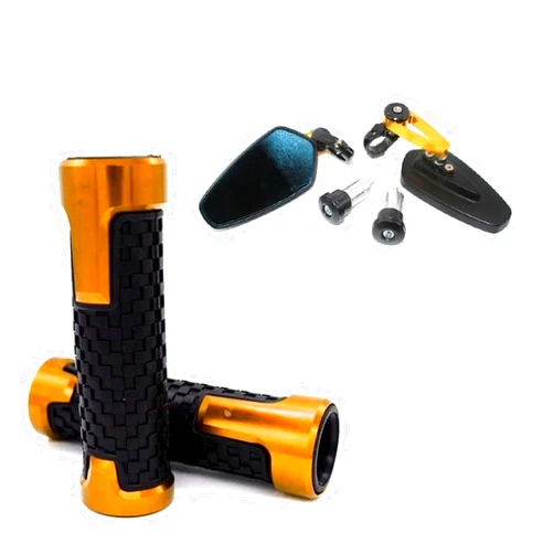 YHNNH Motorcycle Mirrors Fit For MP3 500 300 BYQ FLY Medley150 ZIP50 Liberty 150s Motorcycle View Bar End Side Rearview Mirrors handlebar Grips(G-pair)
