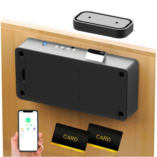 Anweller Smart Cabinet Lock, Anweller Hidden No Drill Adhesive Magnetic Baby Proofing Child Proof Drawer Locks, Keyless RFID Bluetooth Cabinet Locks for Adults File Kitchen Cupboard Closet Liquor - Black