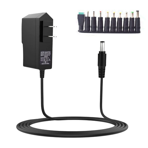 Tobysome 5V 2A Max AC DC Power Supply Adapter with 10 Extra Tips for TV Box, Security Camera, LED Strip Lights, Audio/Video and More 5v Household Electronic Devices (9.85ft)