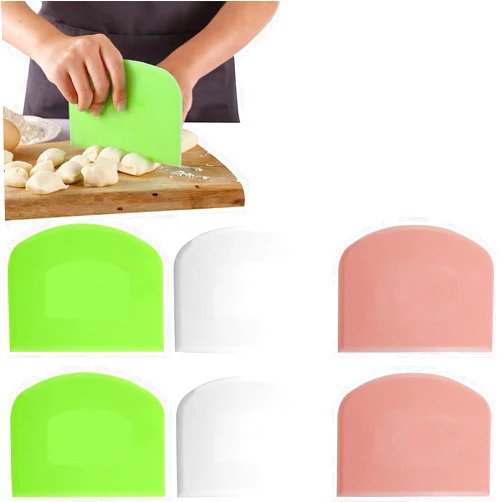 Auswalar 6 Pcs Cake Scraper for Food-Grade Baking Tools Plastic Dough Cutter Multipurpose Flexible Kitchen Scraper for Bread Dough Scrapers Kitchen Plastic Scraper Tool