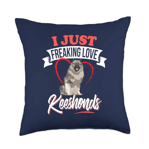 Keeshond Funny Dogs My Cardio Gift & Tees I Just Freaking Love Keeshonds Funny Dog Lover and Owner Throw Pillow, 18x18, Multicolor
