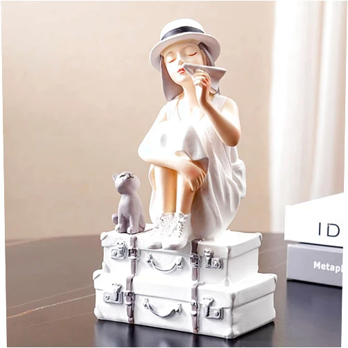 EVXOIJM baijian Home Decor Beautiful Girl Sculpture Decoration Figurines for Interior Room Decor Desk Accessories