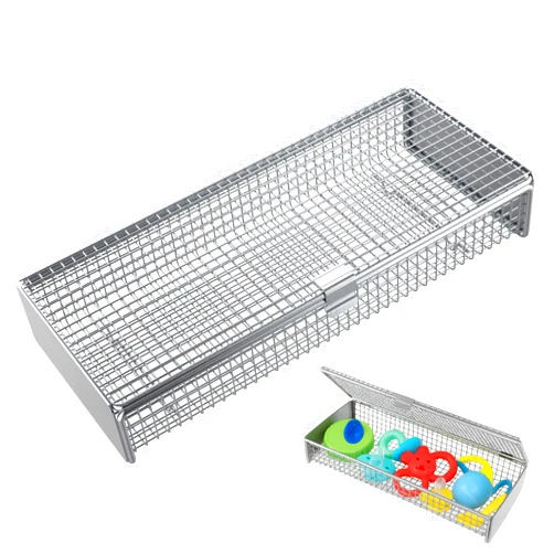 Viscogrip Dishwasher Basket for Small Items, 304 Stainless Steel Dishwasher Basket, Bottle Parts, Scoops, Forks, Chopsticks Cleaning (Silver)
