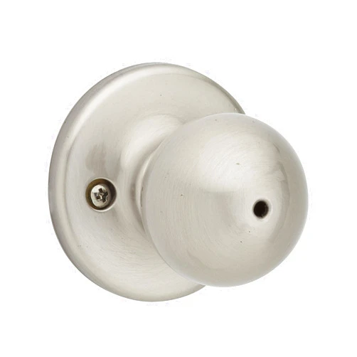 Kwikset Polo Interior Privacy Door Knob with Lock, Door Handle For Bathroom and Bedroom, Satin Nickel Keyless Turn Lock Doorknob, with Microban Protection