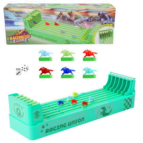 HooYiYuuX Derby Horse Racing Game - Electric Board Game With 6 Horses and 2 Dice, Mini Tabletop Race Game, Horseopoly for Adults, Friends, Family Parties - Gifts