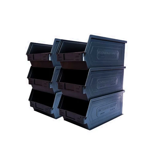 Storage Compat 6-Pack Storage Bins, Wall Mount, Stackable & Freestanding, 12”x 8” x 6” Plastic Organizers, Utility Containers for Garage, Home, Workshop, Black