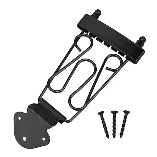 Yootones 1Pcs Yootones 6 String Trapeze Tailpiece Guitar Bridge with Screws Compatible with Jazz Archtop Electric Guitars (Black)