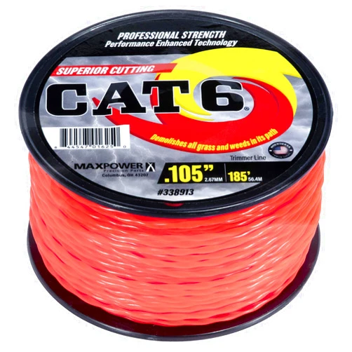 MaxPower 338913 0.105-in. x 185-ft. CAT6 Twisted Trimmer Line, Orange
