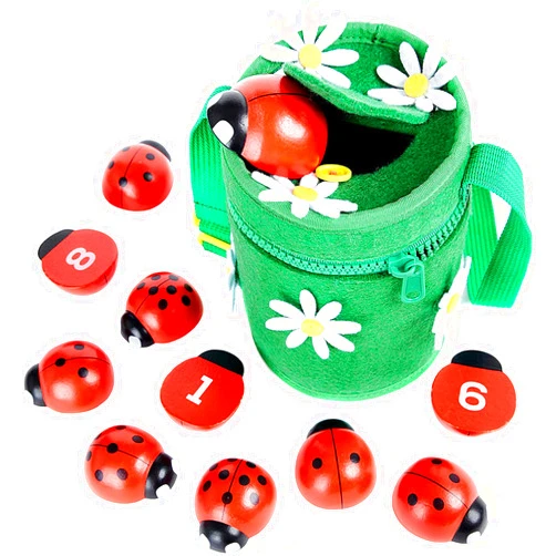 Kenley Counting Ladybugs - Montessori Wooden Counting Toy for Girls 3 4 5 Year Old - Ladybug Learning Toys for Toddlers - Preschool Kids Toys for Number Matching, Sorting & Fine Motor Skills - Lady Bug Gifts