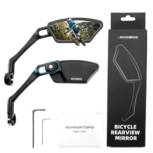 ROCKBROS Bike Mirrors for Handlebars HD Blast-Resistant Bicycle Mirror for Ebike 360 Degree Adjustable Bike Rear View Mirror Easy to Install Left and Right