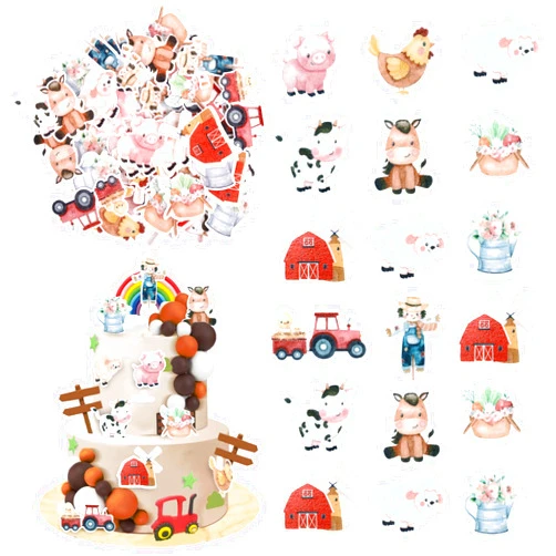 ZHUOWEISM 60 PCS Edible Farm Animal Cupcake Toppers Farm Animal Cake Decorations Farm Animals Cupcake Picks Edible Farm Birthday Party Decorations for Farm Animal Theme Baby Shower Birthday Party Supplies