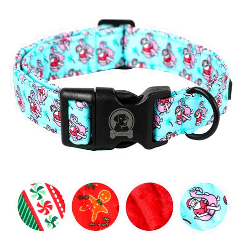 MR.CHUBBYFACE Christmas Dog Collar MR. CHUBBYFACE Winter Tree Senta Flamingo Dog Collar Girl Boy Pet Collar for Small Medieum Large Dogs
