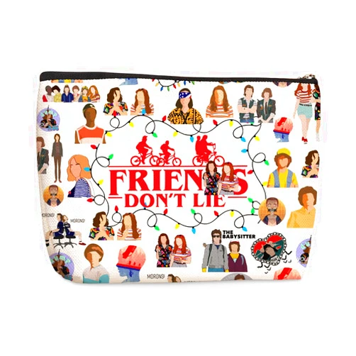 Wenboco Strange TV Show Merchandise Stranger Merch Stuff Makeup Bag for Kids Girls Teens Women Horror Friendship Gifts for Birthday Halloween Christmas Friends Don't Lie Cosmetic Makeup Bag