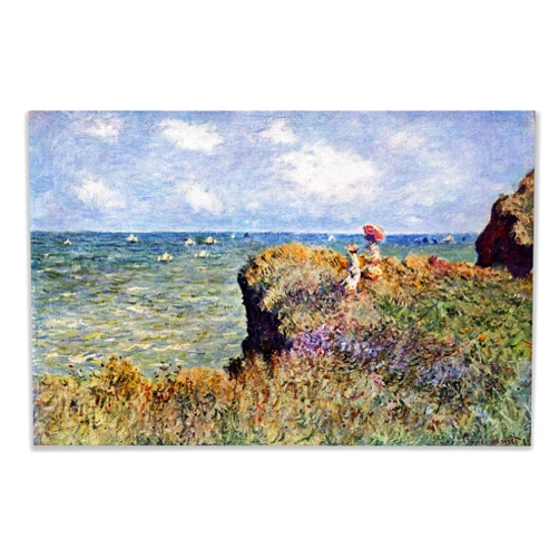 Monet Wall Art Collection Walk on the cliffs By Claude Monet Canvas Prints Wrapped Gallery Wall Art | Stretched and Framed Ready to Hang 8X12,