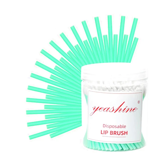 YEASHINE 200PCS Disposable Lip Brush Lip Gloss Wands Applicator Lipstick Makeup Brush Beauty Tools (bag, Green Hollow Handle)