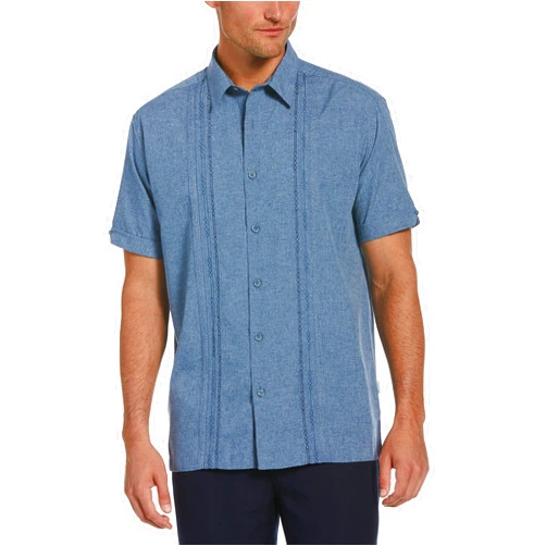 Cubavera Men’s Embroidered Chambray Short Sleeve Button-Down Shirt, Classic Fit, Men’s Casual Shirts (Sizes Small-5XL)