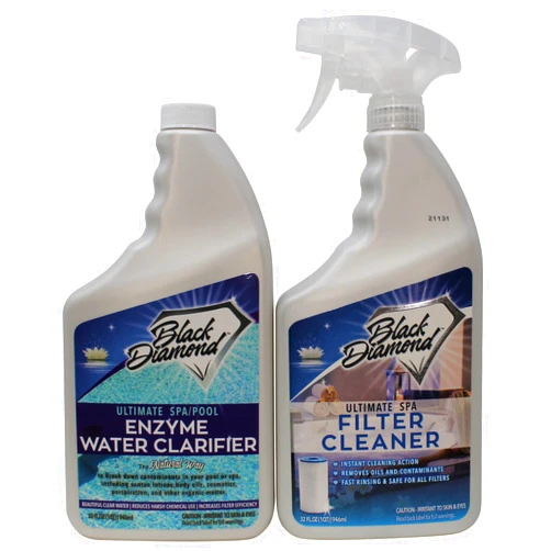 Black Diamond Stoneworks Ultimate Spa Pool Filter Cleaner Fast-Acting Spray and Ultimate Spa Pool Natural Enzyme Water Clarifier Treatment for Hot Tub. 2-Quart Bundle
