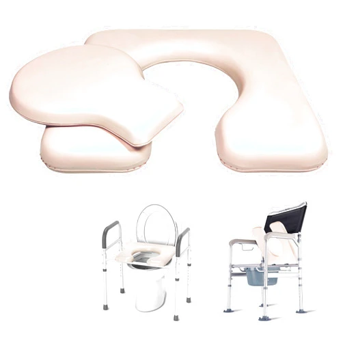 Deftyolo PU Commode Seat Cushion with Sponge Padded,C Shape Waterproof Soft Pad,Suitable for Bedside Commode Chairs,Raised Toilet Seats(Beige)
