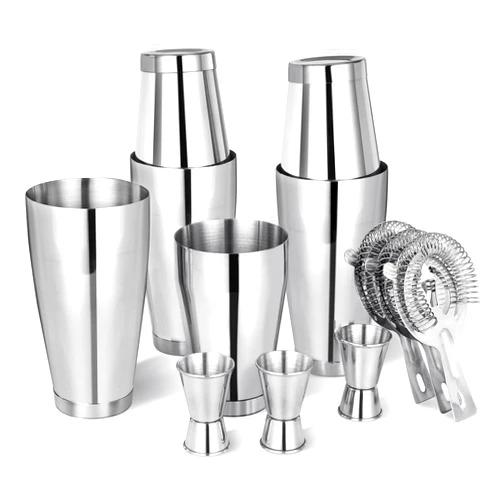 Mwellewm Boston Shaker Cocktail Set Bartender Kit, 12 Pcs Drink Shaker with Strainer Bartending Martini Shaker Tin with 18oz & 28oz Mixed Alcohol Shaker Professional Stainless Steel Bar Tool for Beginner