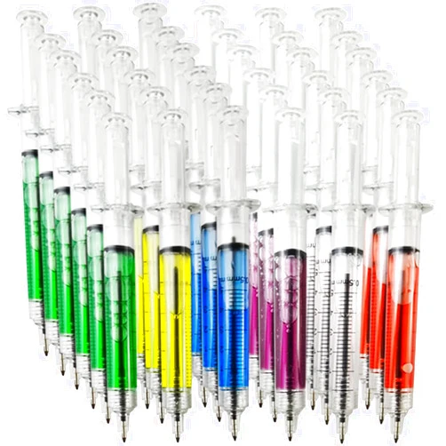TIHOOD 36PCS Syringe Pens Retractable Fun Multi Color Novelty Pen for Nurses, Nursing Student School Supplies, Birthdays, Stocking Stuffers and Party Favor Gifts