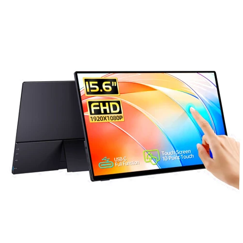 CAPERAVE 15.6'' Portable Monitor Touchscreen, FHD IPS Touch Screen with Tempered Glass, Travel Monitor with Kickstand & Speaker, HDMI USB C External Monitor for Laptop Phone Computer Xbox Switch PS4/5