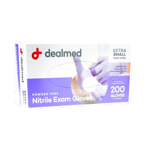 Dealmed Medical Exam Gloves – 200 Count XS Nitrile Disposable Non-Irritating Latex Free Multi-Purpose Use Gloves for a First Aid Kit and Medical Facilities