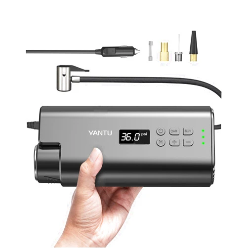 YANTU Portable Air Compressor Tire Inflator Wired Electric Car Air Pump, Dc 12V Tire Pump with Digital Display for Car, Bicycle, Balls & Other Inflatables