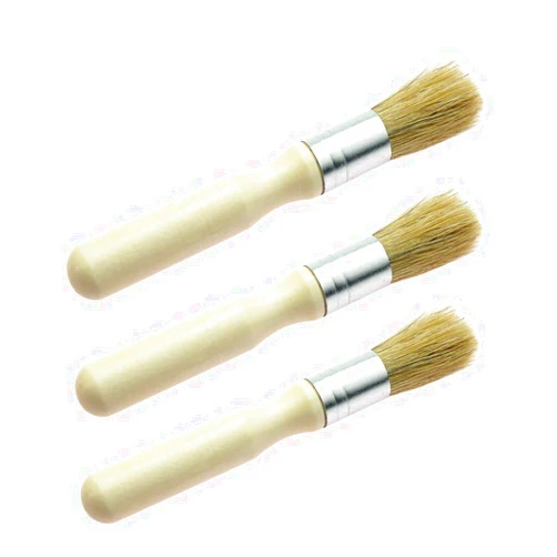 CDJX Glue Brush set,3 Pack Professional Narural Wooden Round Glue Wax Brush for Paint Bookblinding Furniture,Super Wax Brush Chalk Paint for Little Project (3 Pack)
