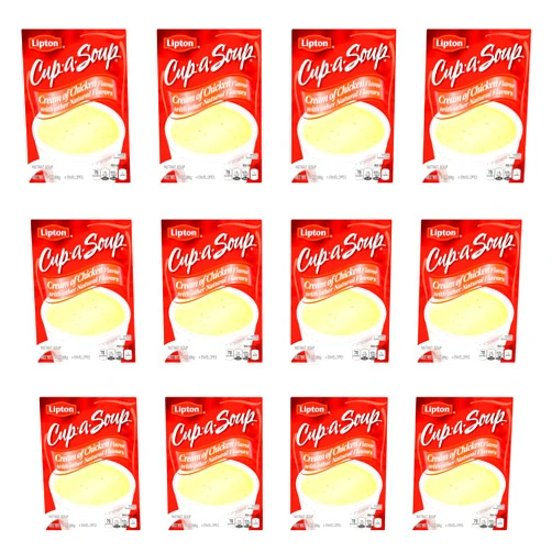 SOUP SECRETS Lipton Cup-a-Soup Instant Soup For a Warm Cup of Soup Cream of Chicken Only 70 Calories Per Serving, 4 Count (12 Pack)