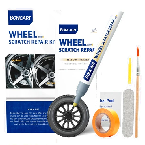 Boncart Gloss Black Wheel Touch Up Paint, Rim Scratch Repair Kit, Wheel Paint Rim Paint Pen, Wheel Repair Kit for Curb Rash, Metal Paint for Car Rim Scratch Quick Repair（Gloss Black）