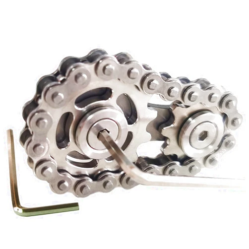 Bitopbi Stainless Steel Sprocket Fidgets Chain Fidget Cube Gears Linkage Bike Chain Novelty Fidget Block Kinetic Desk Toy Metal EDC Focus Meditation Break Bad Habits ADHD